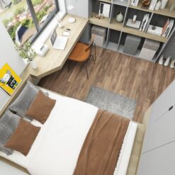 Combo Nội Thất Phòng Ngủ Phong Cách Hiện Đại Màu Trắng Xám