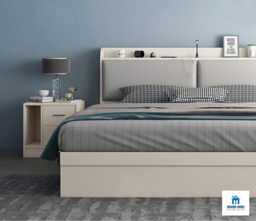 Giường Ngủ Hiện Đại Bằng Gỗ Công Nghiệp Màu Trắng Sáng - MM9230 - Hình ảnh 3