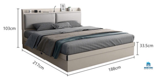Giường Ngủ Hiện Đại Bằng Gỗ Công Nghiệp Màu Trắng Sáng - MM9230 - Hình ảnh 4