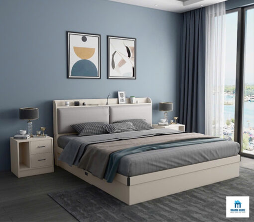 Giường Ngủ Hiện Đại Bằng Gỗ Công Nghiệp Màu Trắng Sáng - MM9230 - Hình ảnh 5