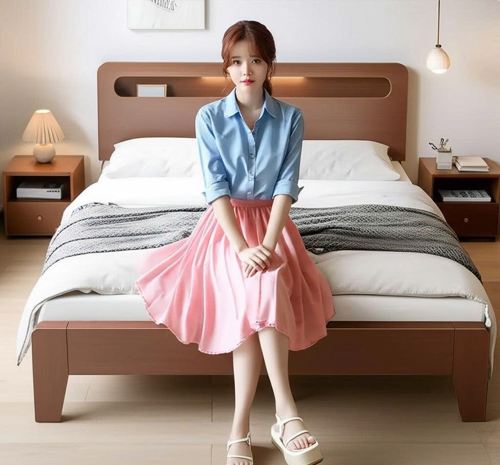 Giường Ngủ Gỗ Tự Nhiên Hiện Đại Màu Tối - MM 9278_2