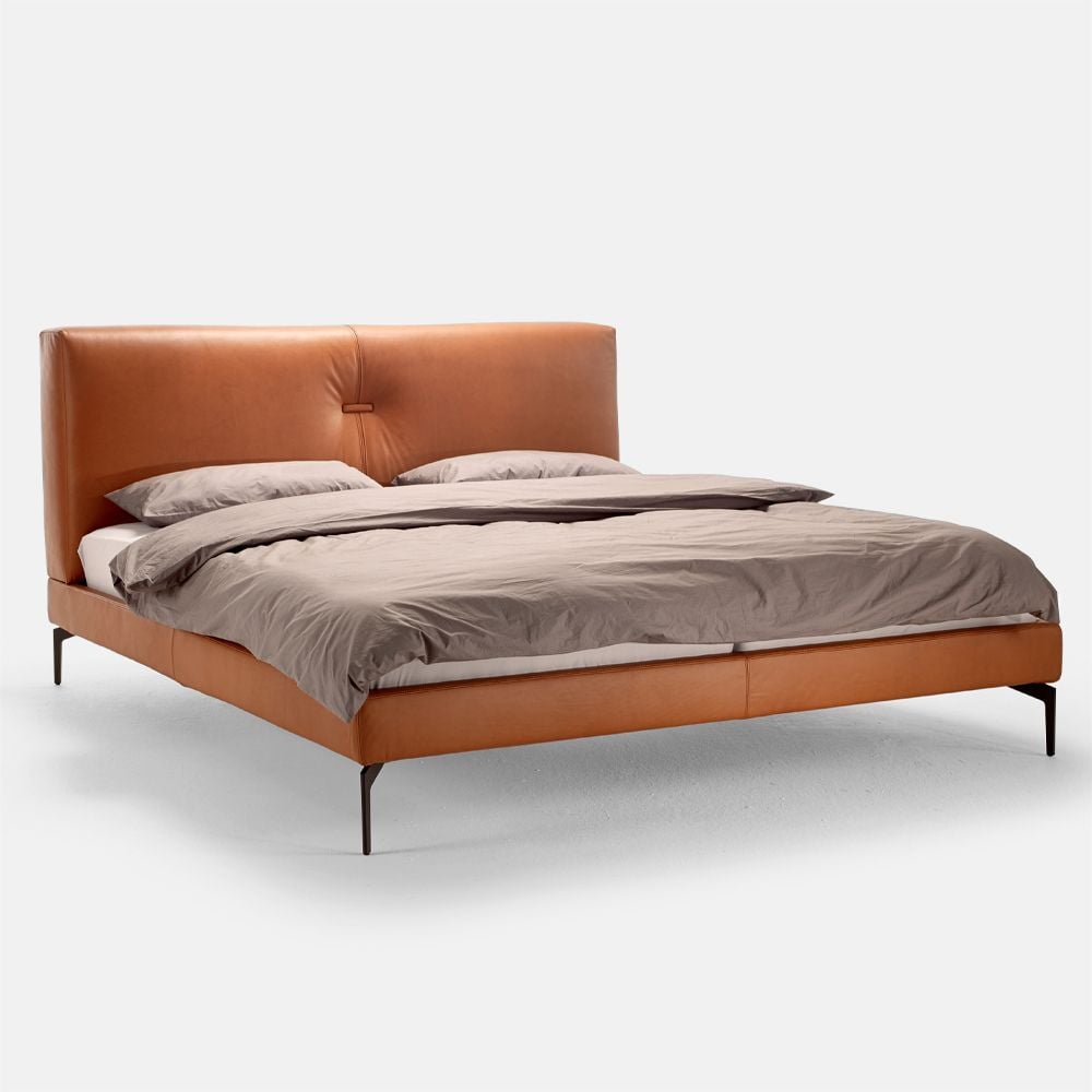 Giường Ngủ Bọc Da màu cam