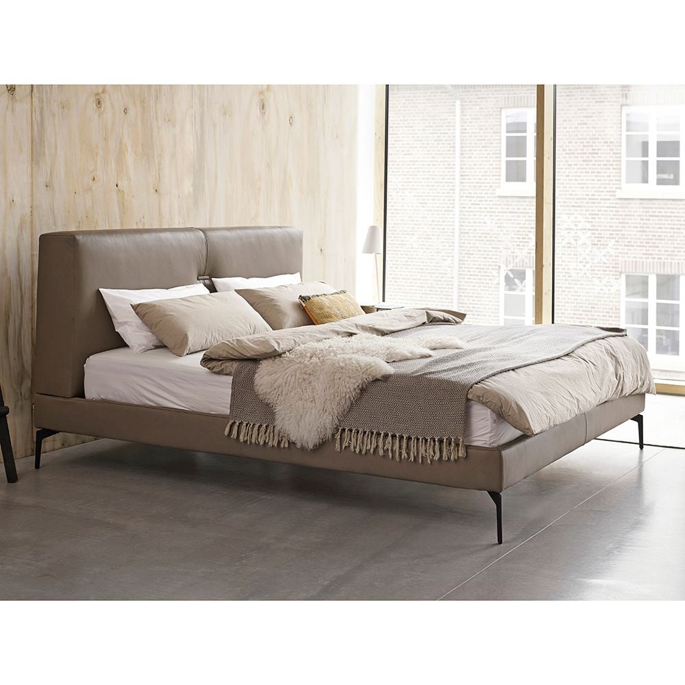 Giường Ngủ Bọc Da màu ghi xám