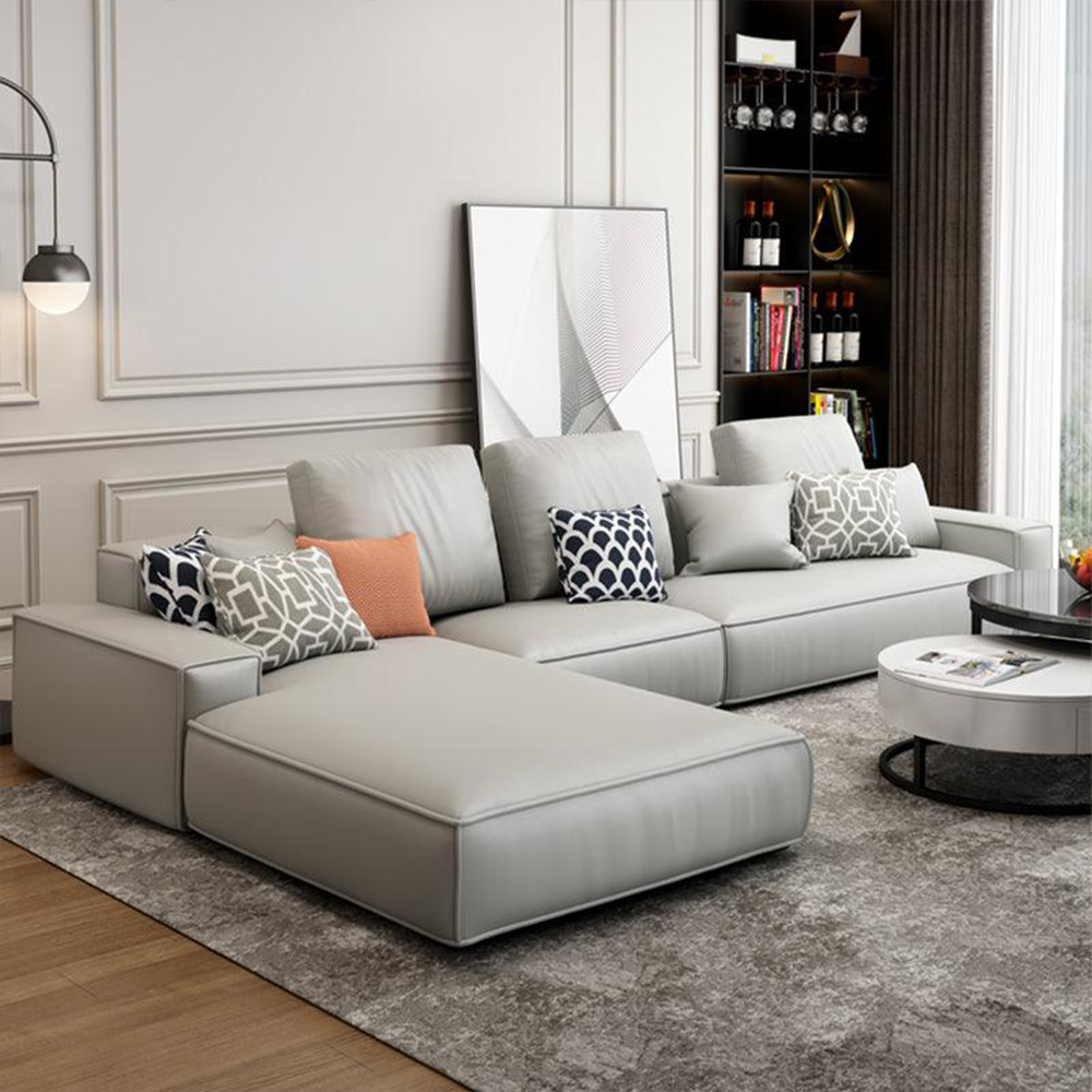 Sofa góc da The Manor_màu trắng